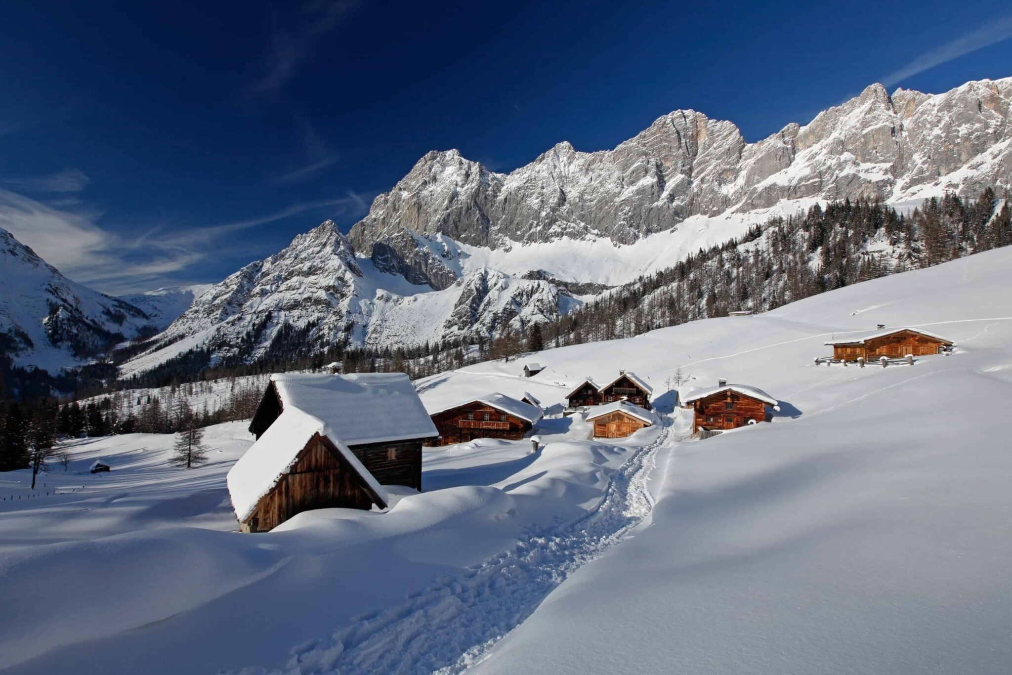 Ramsauer alpine region with a beautiful mountain panorama